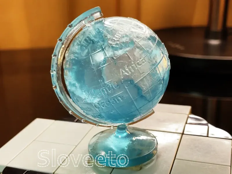Rotating Transparent Globe with Labels and coordinats