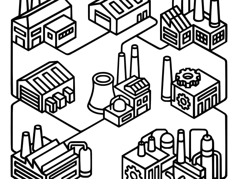 Industrial Buildings Line Art Set
