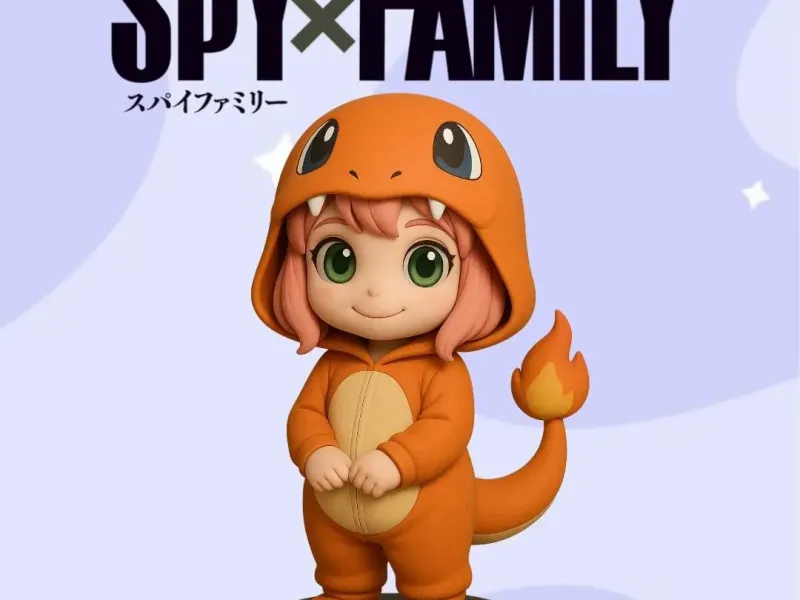 Anya Charmander Pokemon Costume chibi design with base STL