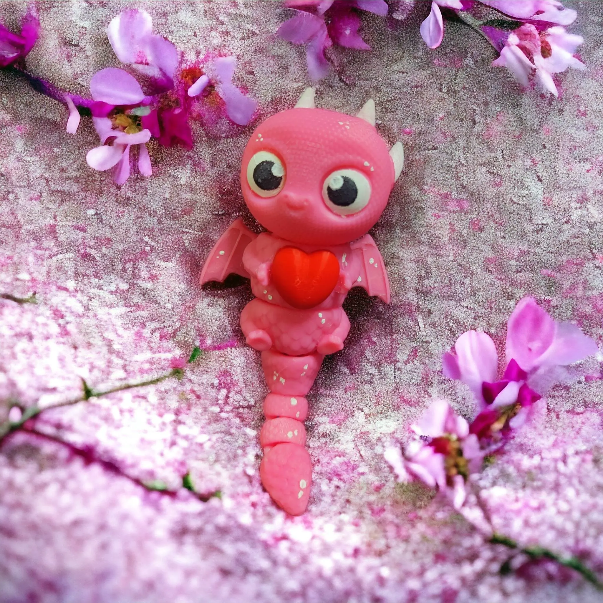 Mini Flexi Articulating Dragon Holding Heart