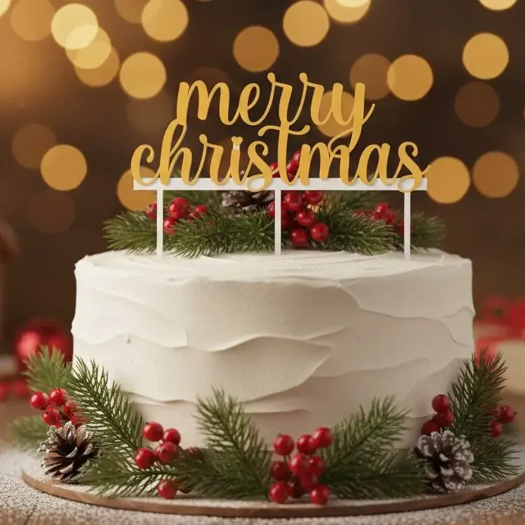 letrero de merry christmas para decorar pasteles