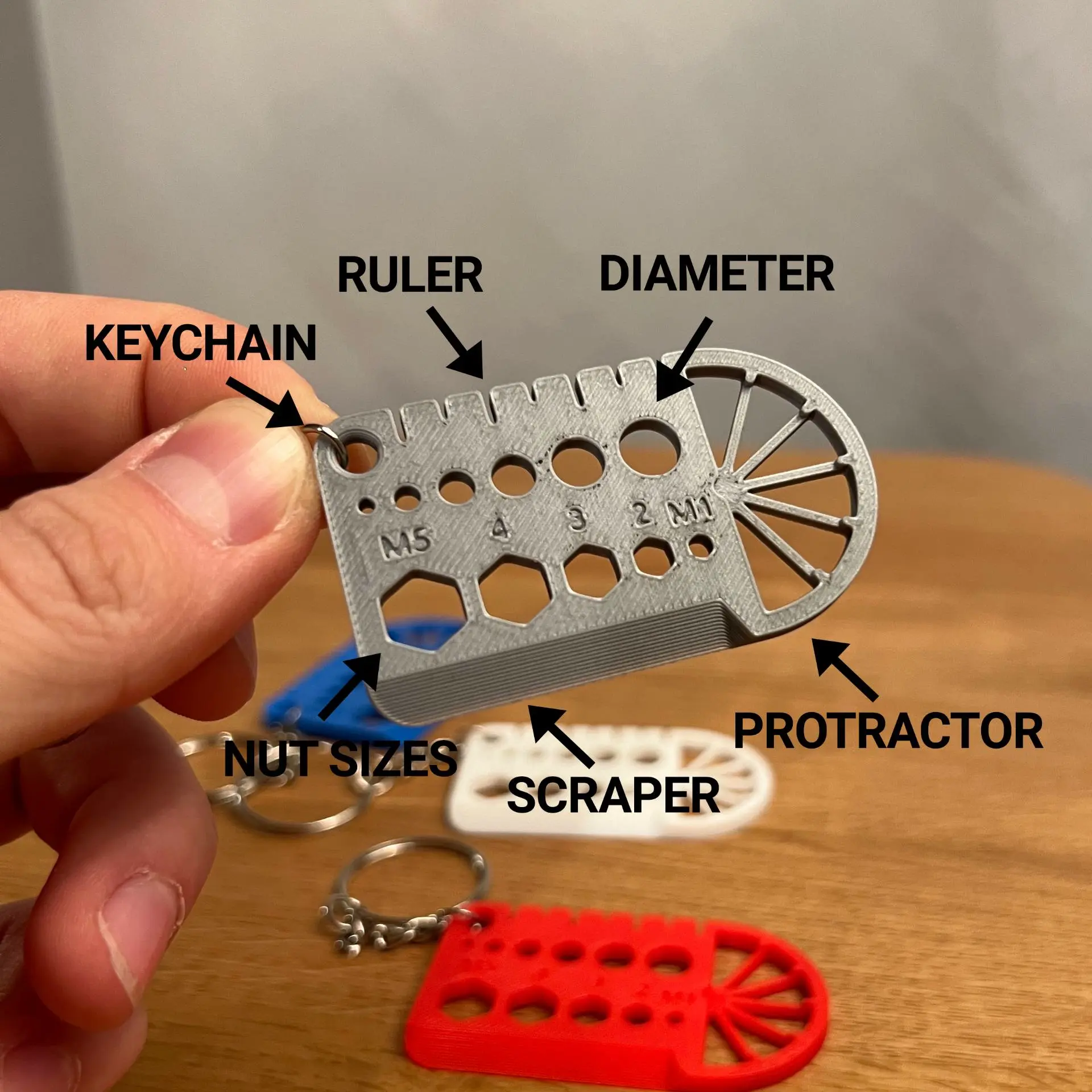 3D Printer Files | 3MF File | Keychain with Ruler, Gauge & Scraper ...