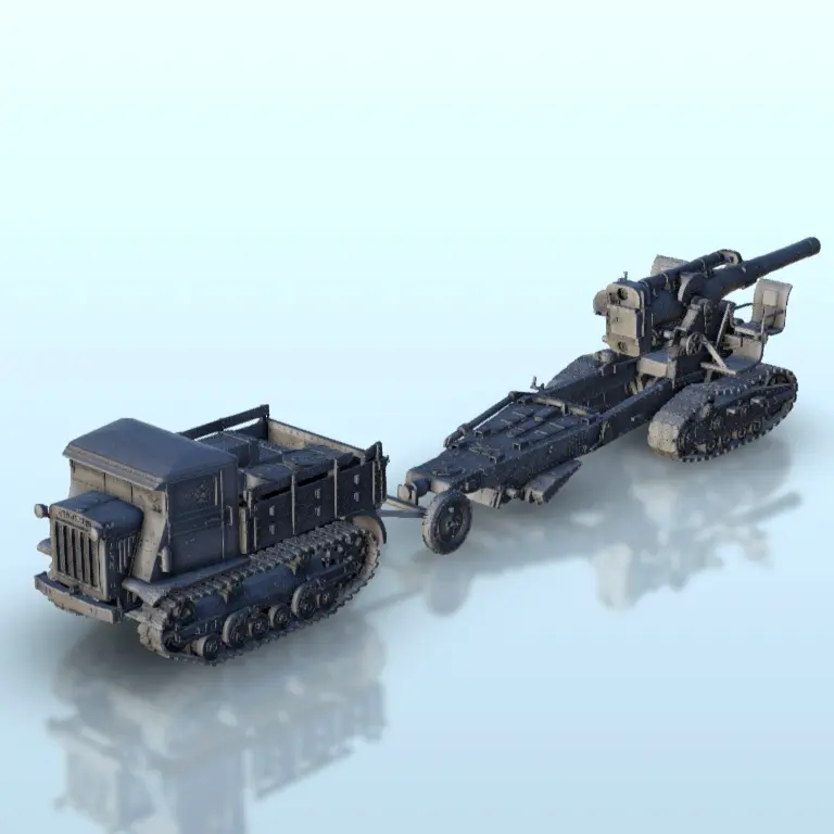 B-4 203mm howitzer M1931 and Stalinec-2 transport truck