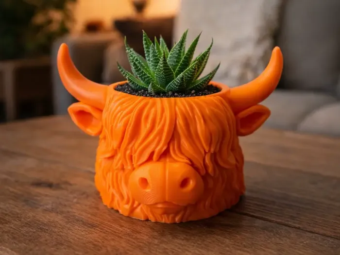 Highland Cattle Mini Planter - Home - PLA - 3D printed product - фото 5
