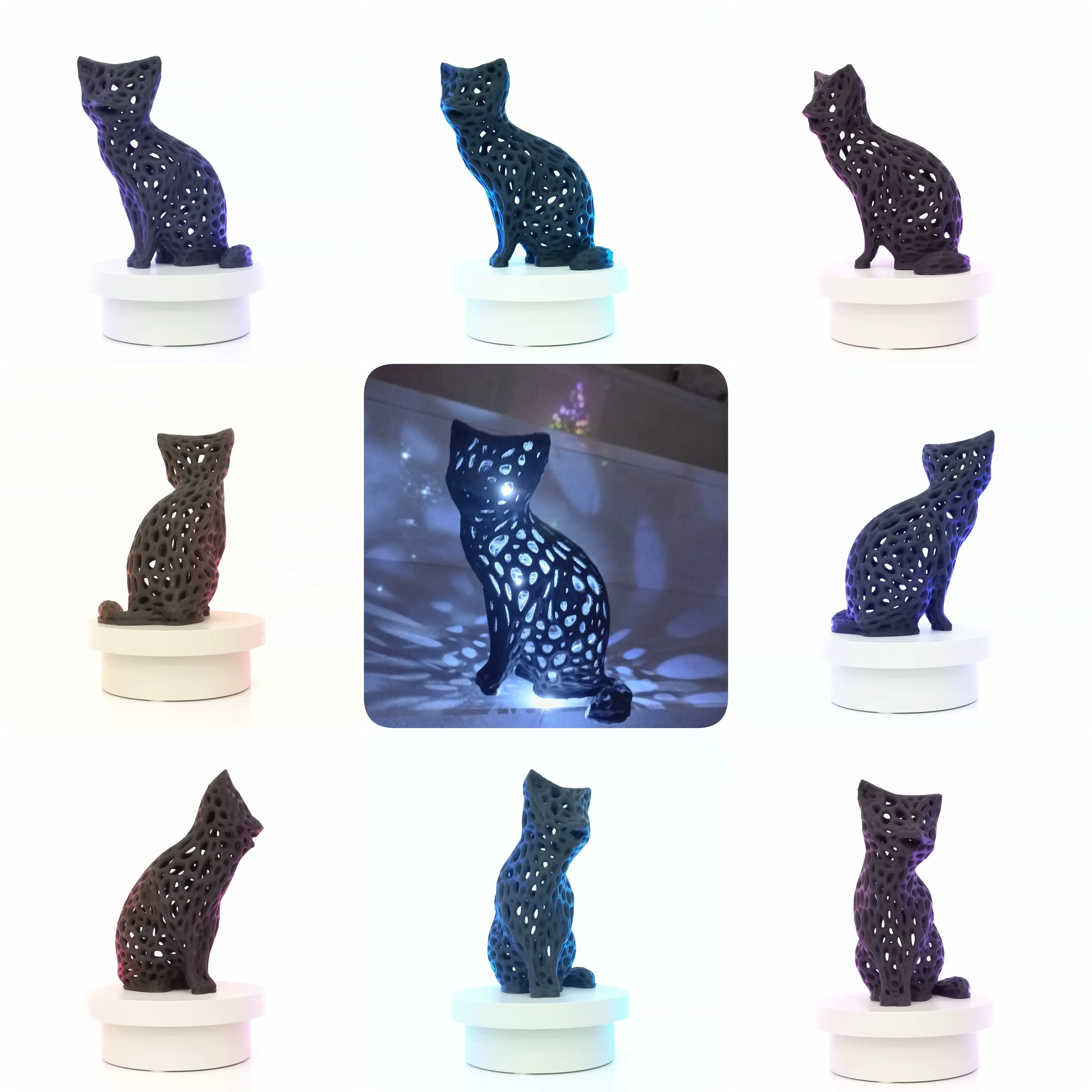 Modern Vornoi Lamp Cute Cat Statue NO SUPPORT