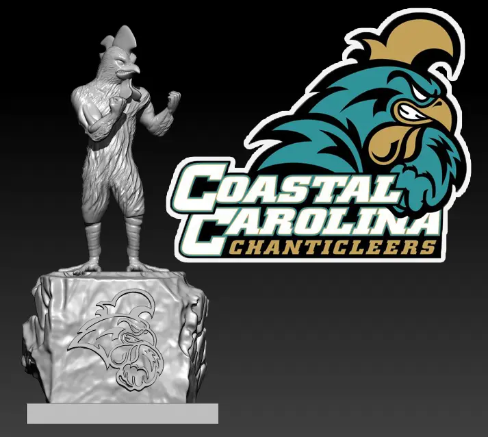 COASTAL CAROLINA UNIVERSITY CHANTICLEER MASCOT STATUE DECOR
