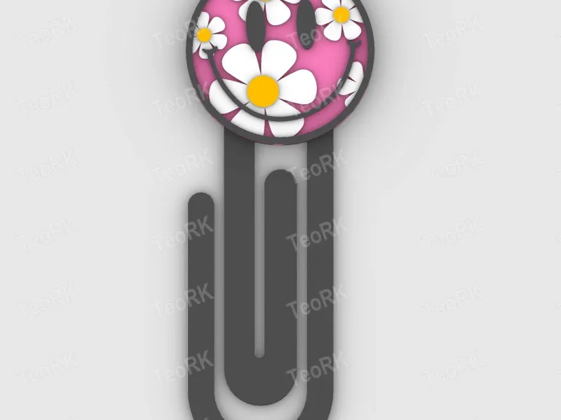 Paperclip smile - flowers m2 - bookmark
