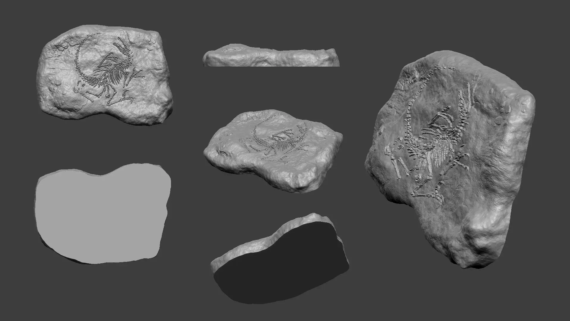 Velociraptor Complete Mineral Fossile - Realistic Printable
