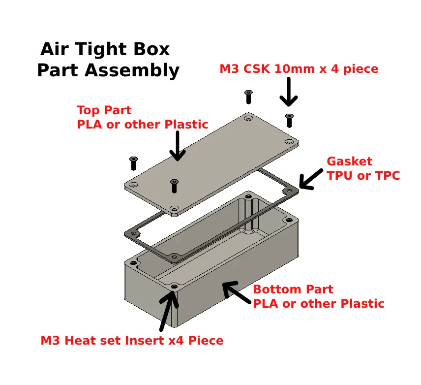 Air Tight Box ( 130 x 50 x30 mm) | 3D models download | Creality Cloud