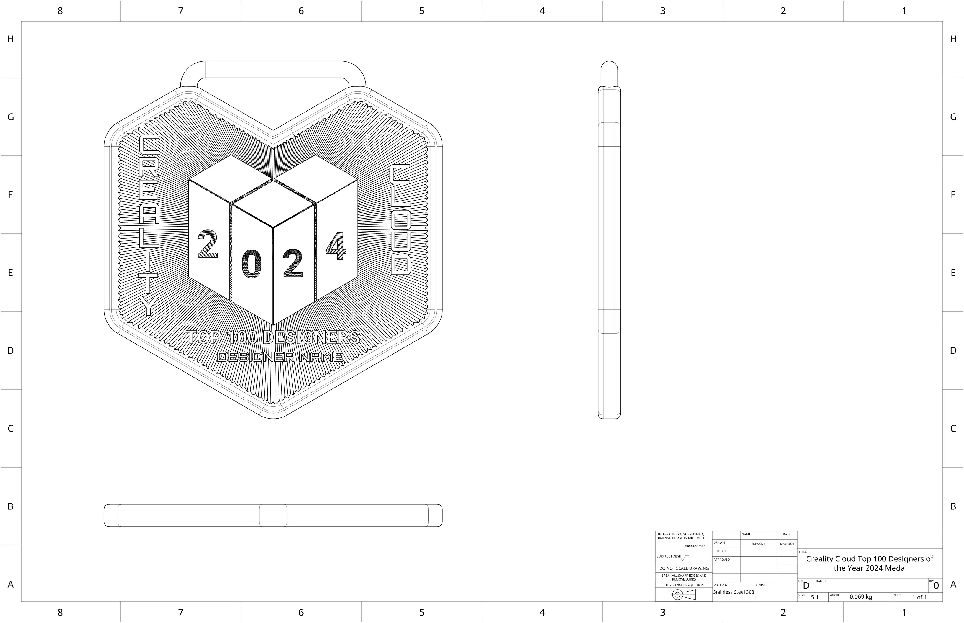 Creality Cloud Top 100 Designers of the Year 2024 Medal