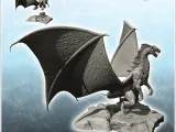 Dragon avec de grandes ailes debout sur un sol rocailleux - figurine mini-0