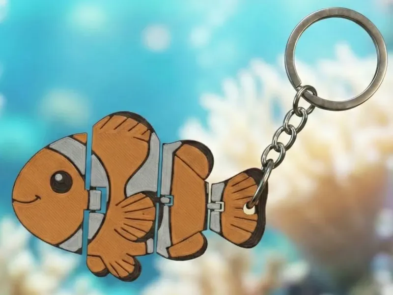 Articulated Clownfish Keychain