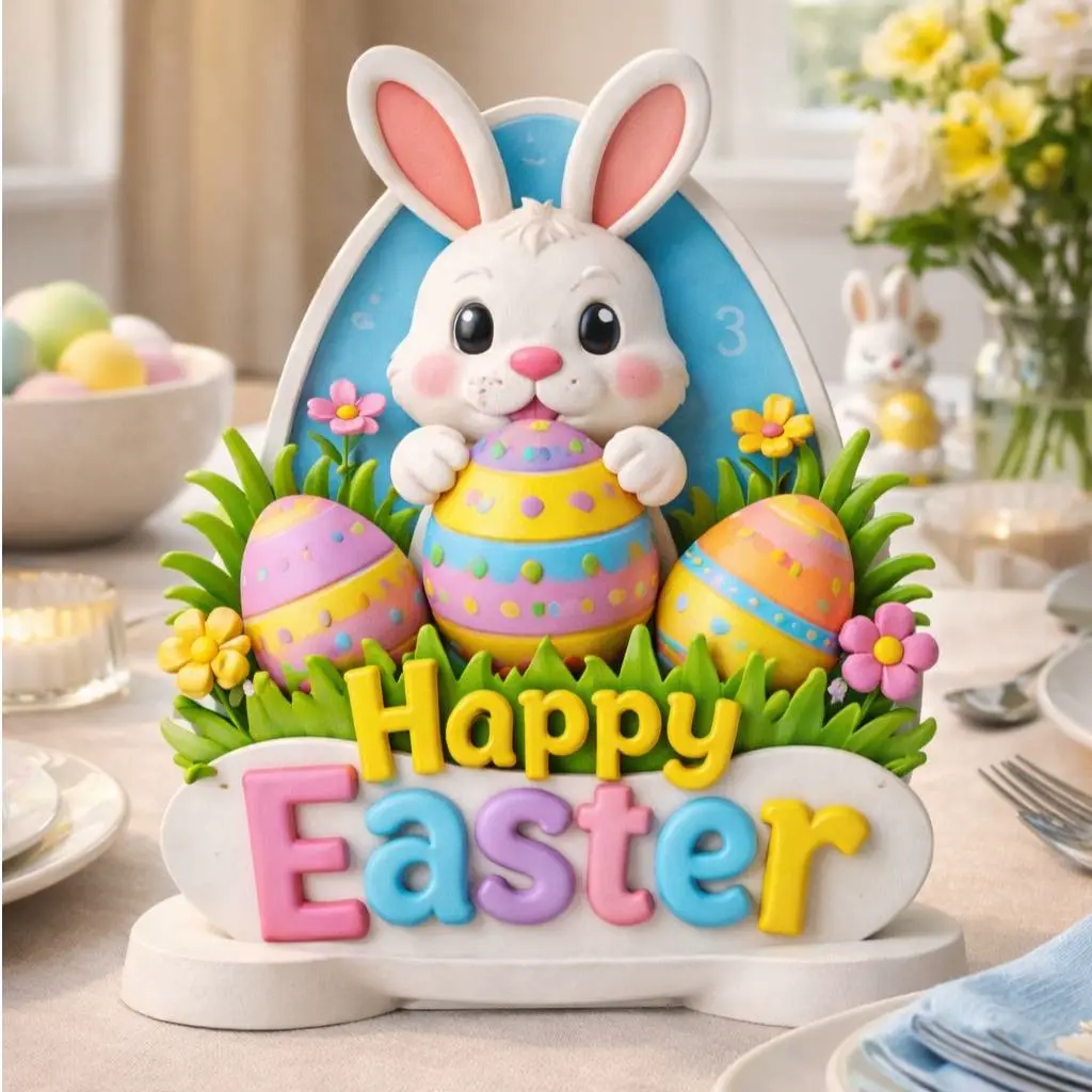 Easter Bunny STL File | Happy Easter Sign for 3D Printing |
