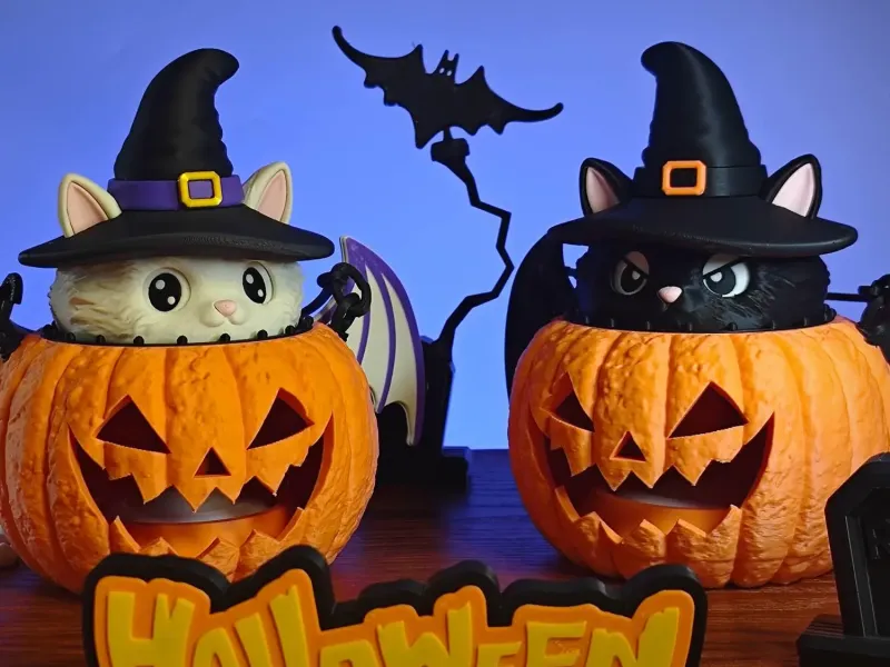Halloween Magic Cat Jack-o'-Lantern  Волшебная ночная кошка · Тыквенный фонарь
