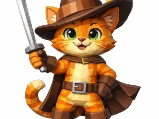 Gato con Botas papelcraft 