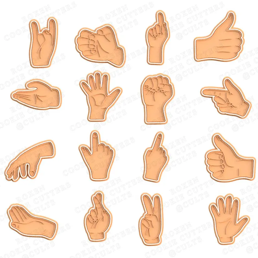 Hands gestures cookie cutter set of 16