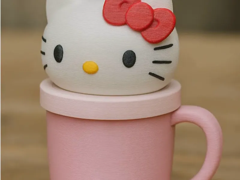 LLAVERO DE CAFE CON CABEZA DE HELLO KITTY
