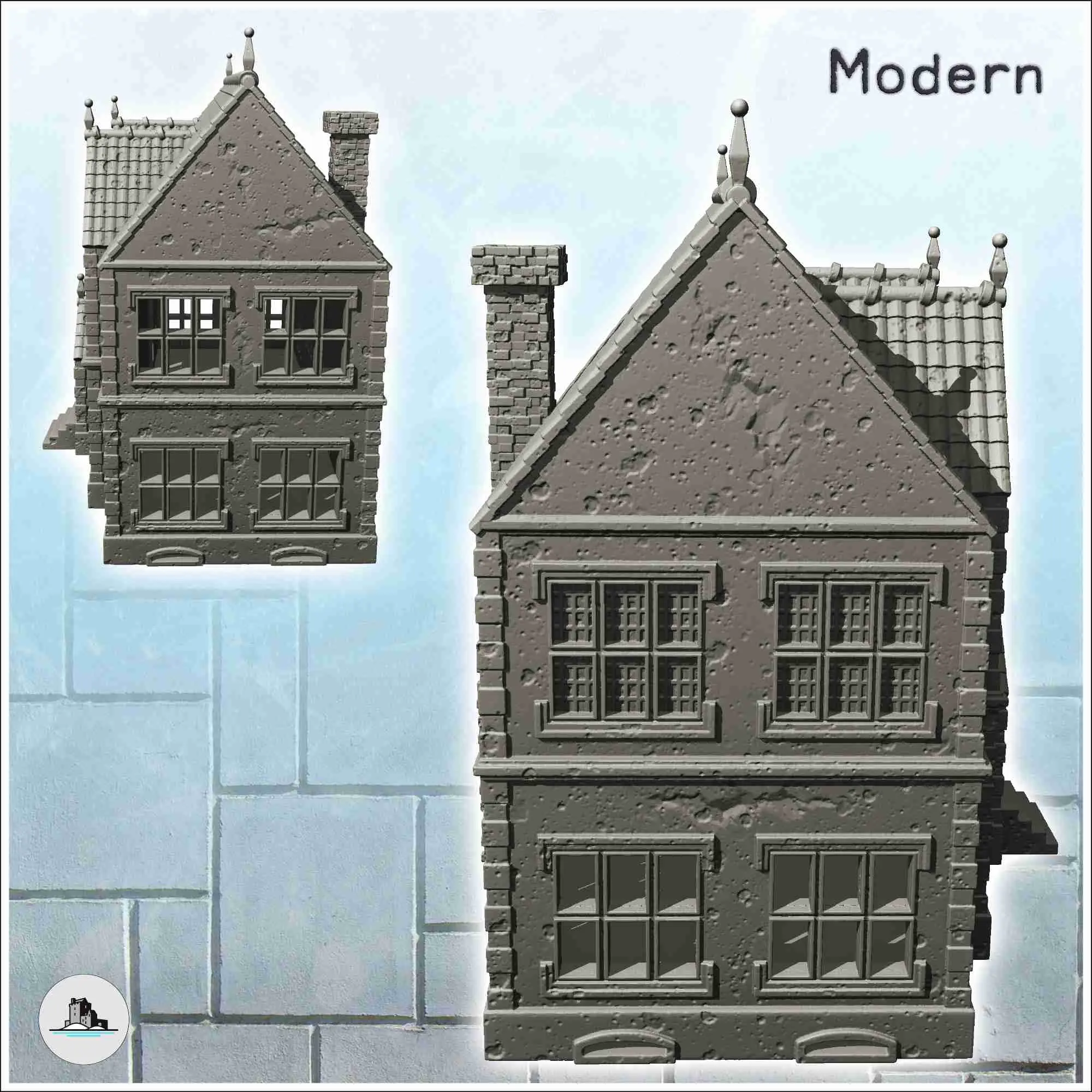Gran casa moderna con entrada elevada y grandes ventanales