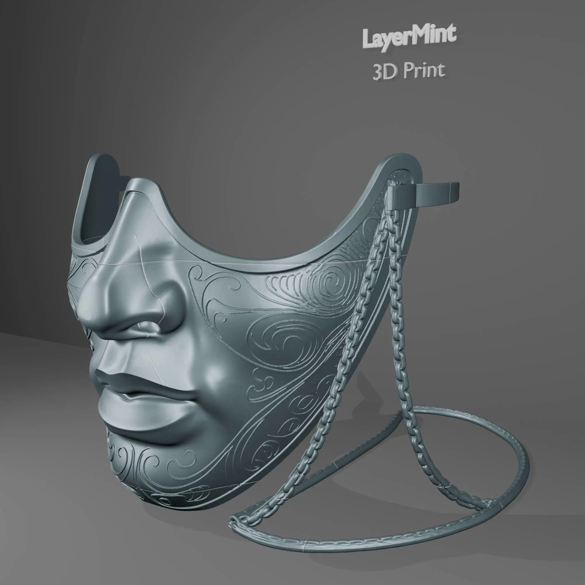 Jewelry & Accessories STL Download - Ornamental Half Face Mask – 3D ...