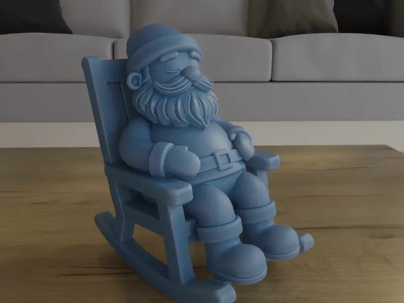 Sleeping Santa in Rocking Chair 3D Print STL File