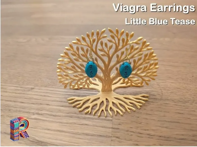 💊 Little Blue Tease – Viagra Pill Earrings
