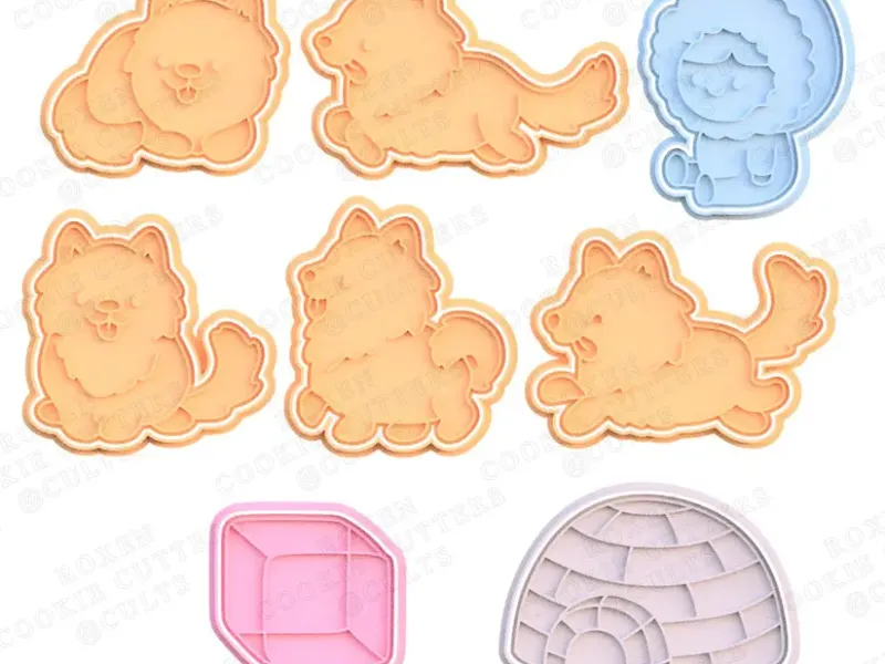 Conjunto de 8 cortadores de biscoitos Holiday Huskies