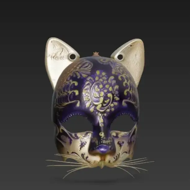 Baroque Cat Mask 3D Model Ornate Animal Cosplay