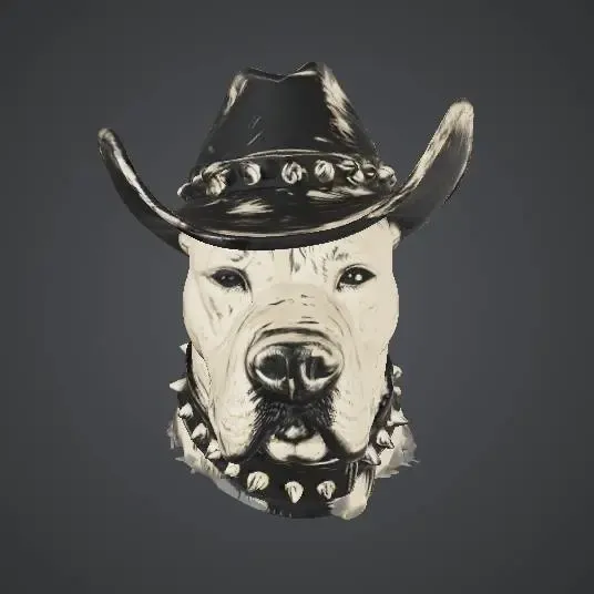 Dog Pitbull Cowbot Hat sculture 3d model Cupper the good boy