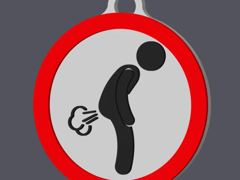 Farting Forbidden v1 Male Version - Traffic Sign - Keychain