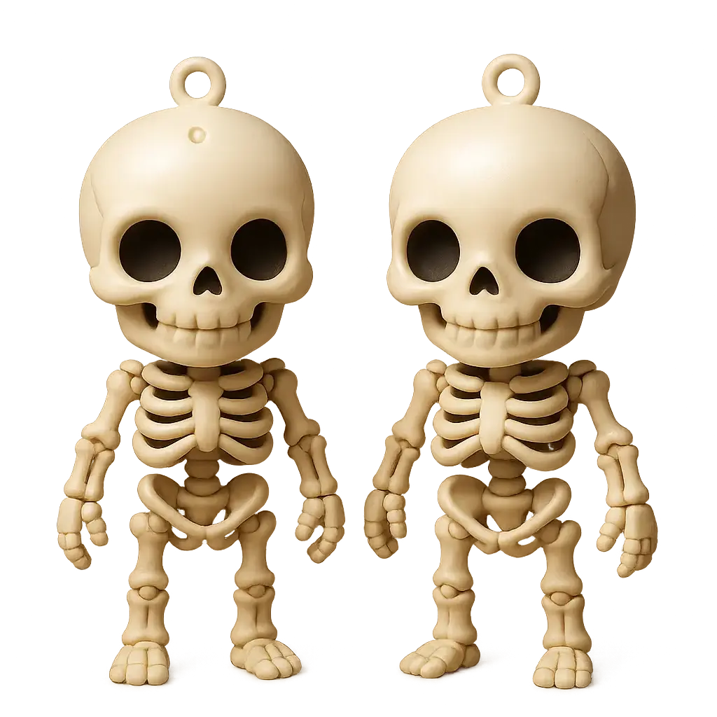 spooky scary skeleton earrings articulated chibi