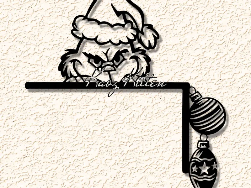 grinch grin santa hat door topper