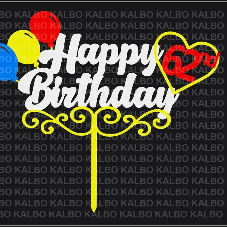 Happy 62nd Birthday Cake Topper