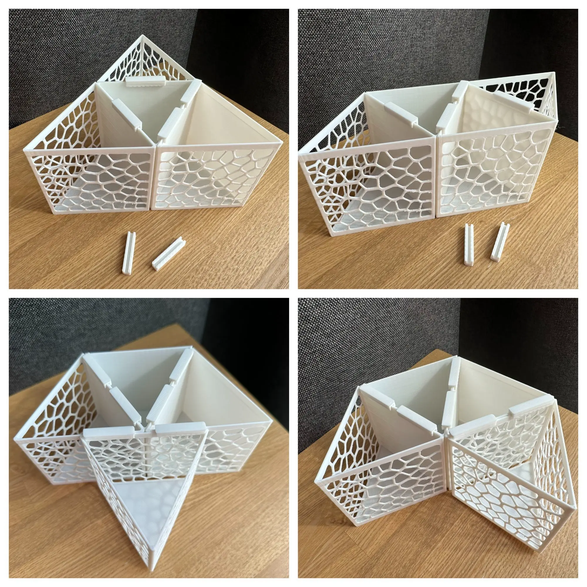 Modular organizer made of triangular boxes