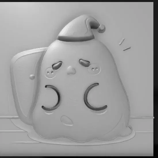 Gast cartoon, sleepy round ghost wrapped in a tiny nightcap