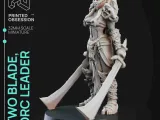 Two Blade - Female Orc Commander - PRE SUPPORTED - 32 mm sca-1