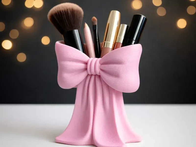 Organiseur de maquillage en ruban | Élégant support de rangement en nœud