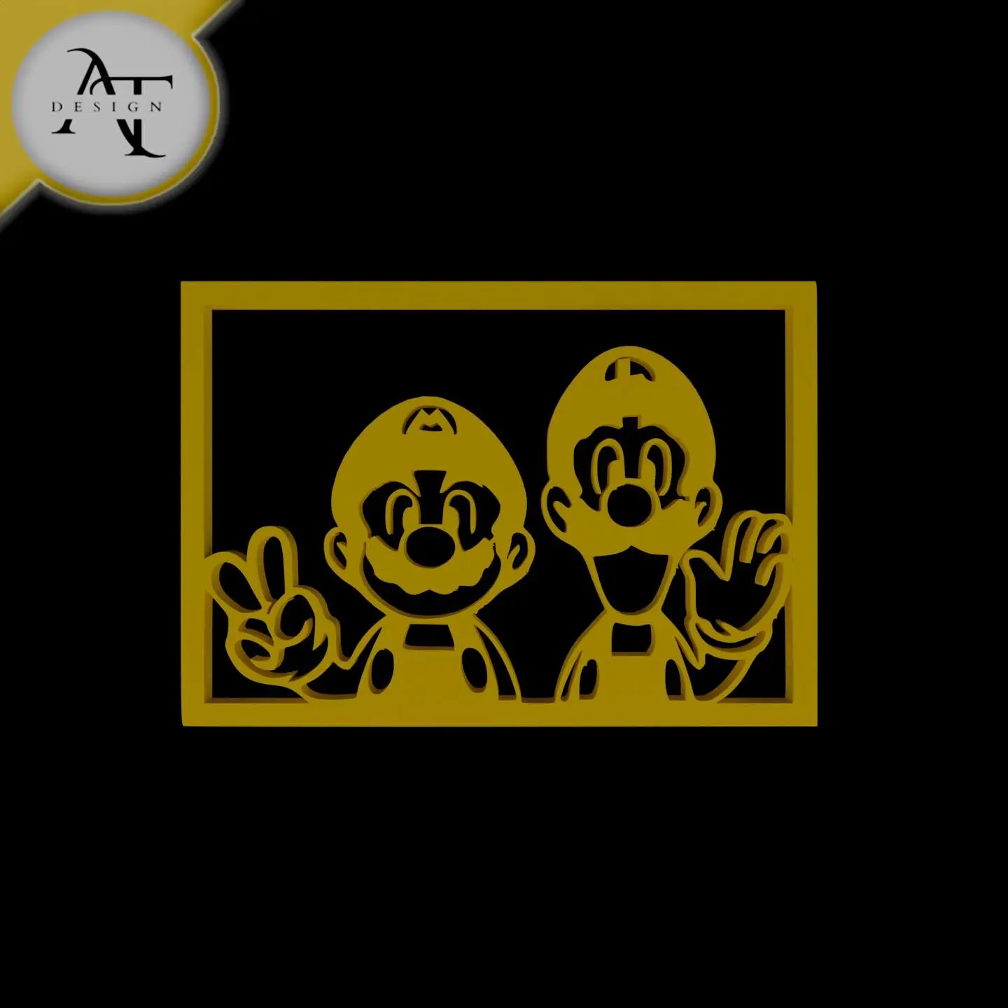 Super Marion and Luigi - Silhouette - 2D Wall Art Decor