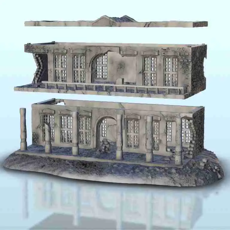 Ruined house with balcony 19 - miniatures scenery modern gam