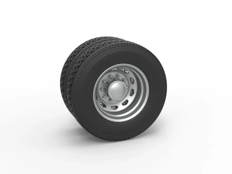 10 Triangular Hole Rear double wheel of semi truck V2 1:25