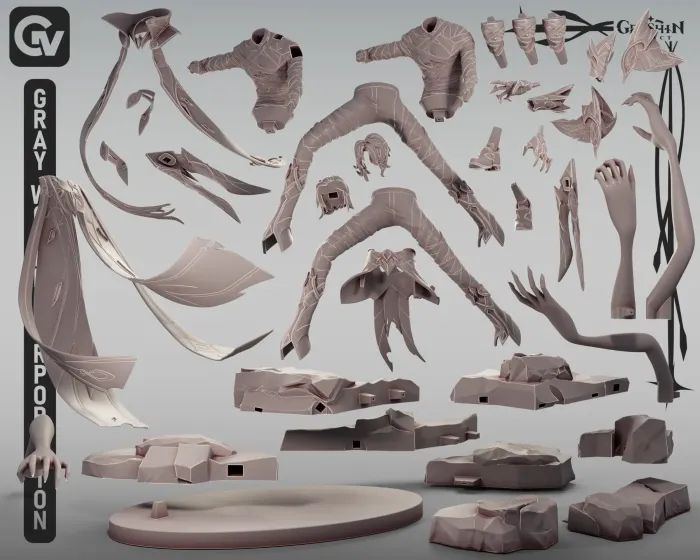 Characters & Creatures STL Download - Rerir | Genshin Impactby Gray ...