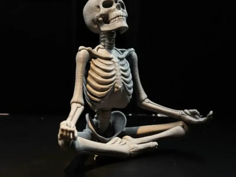 Skeleton meditating