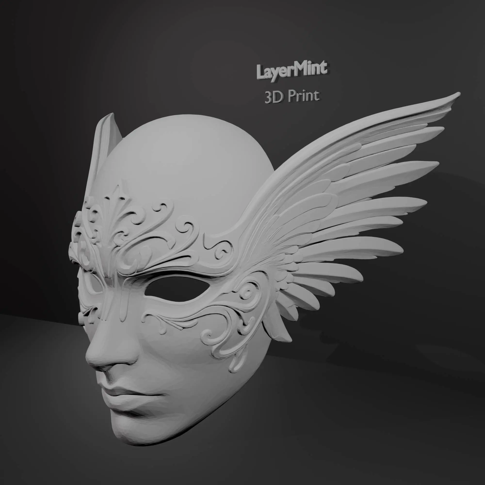 Winged Ornamental Mask – 3D Printable Fantasy Cosplay Mask