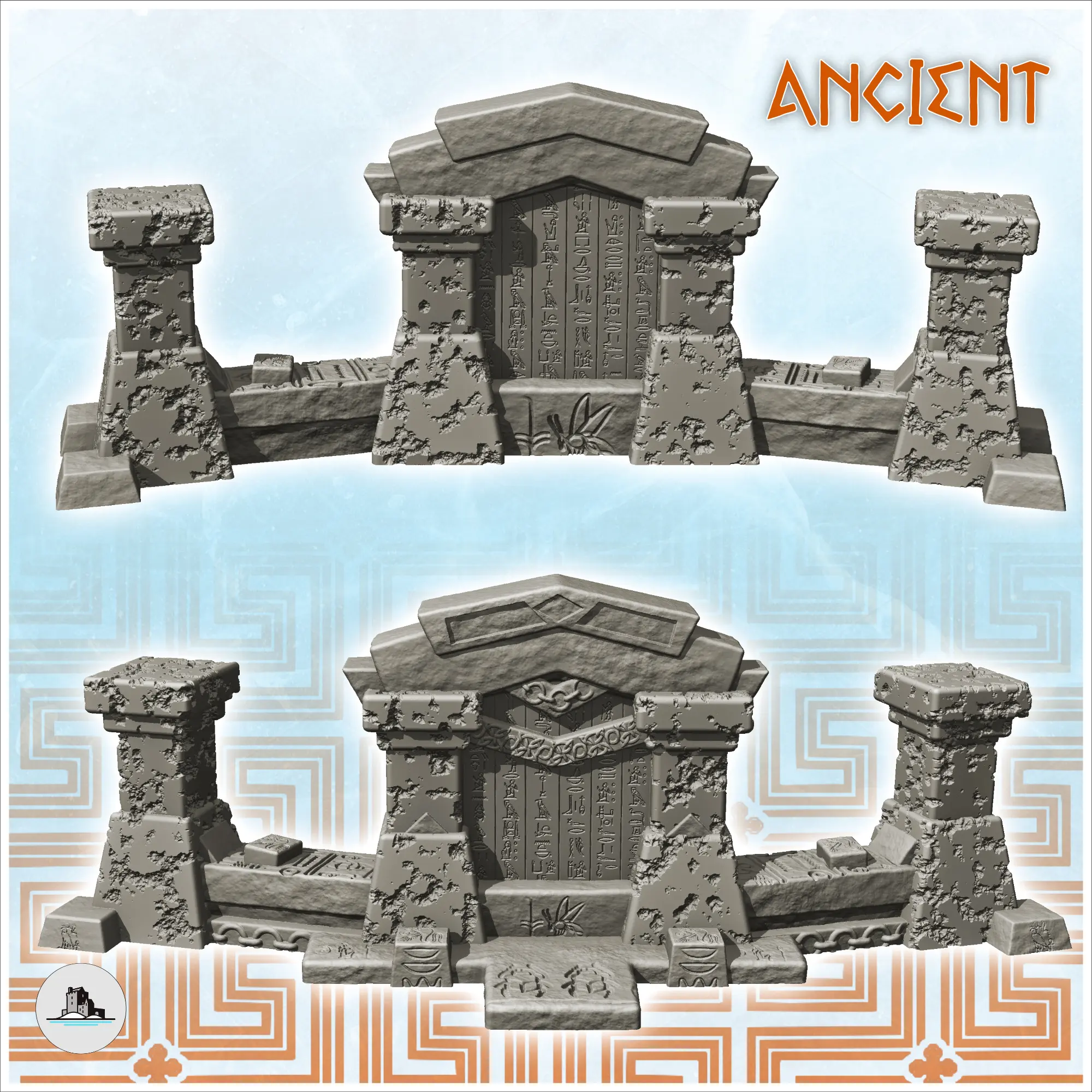 Egyptian temple wall ruin (2) - miniatures warhammer mini RP