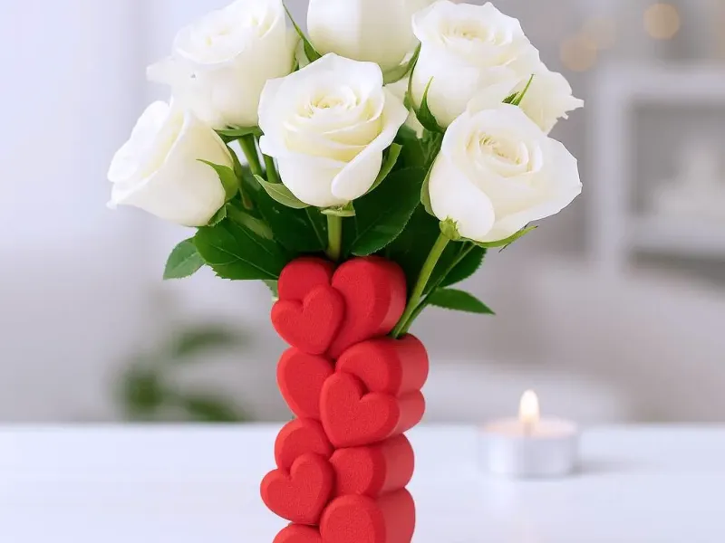 Jarrón de Corazones | Decoración Romántica para Aniversarios y Día de San Valentín