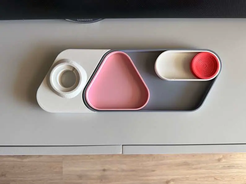 Modular desk organiser and catchall tray with MagSafe add-on