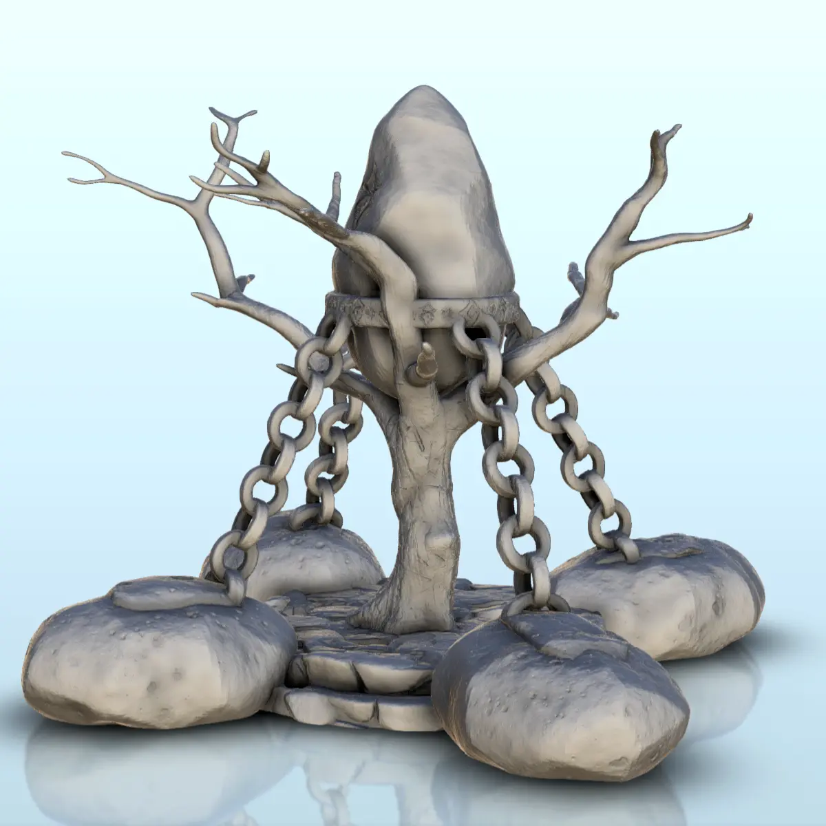 Chained crystal totem with four stones (4)  - miniatures war