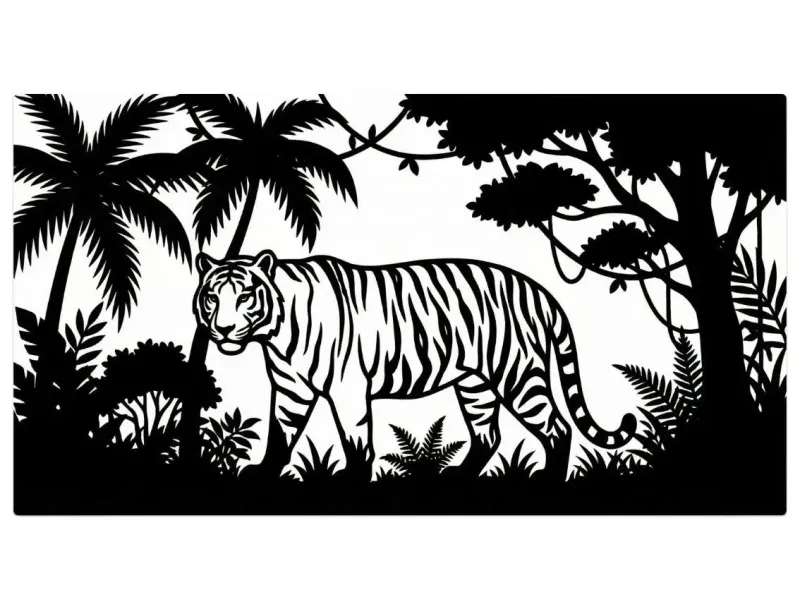 Wallart white tiger in jungle single color