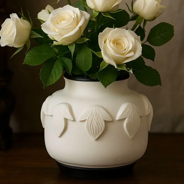 Leaf Relief Vase — Elegant Decorative Accent