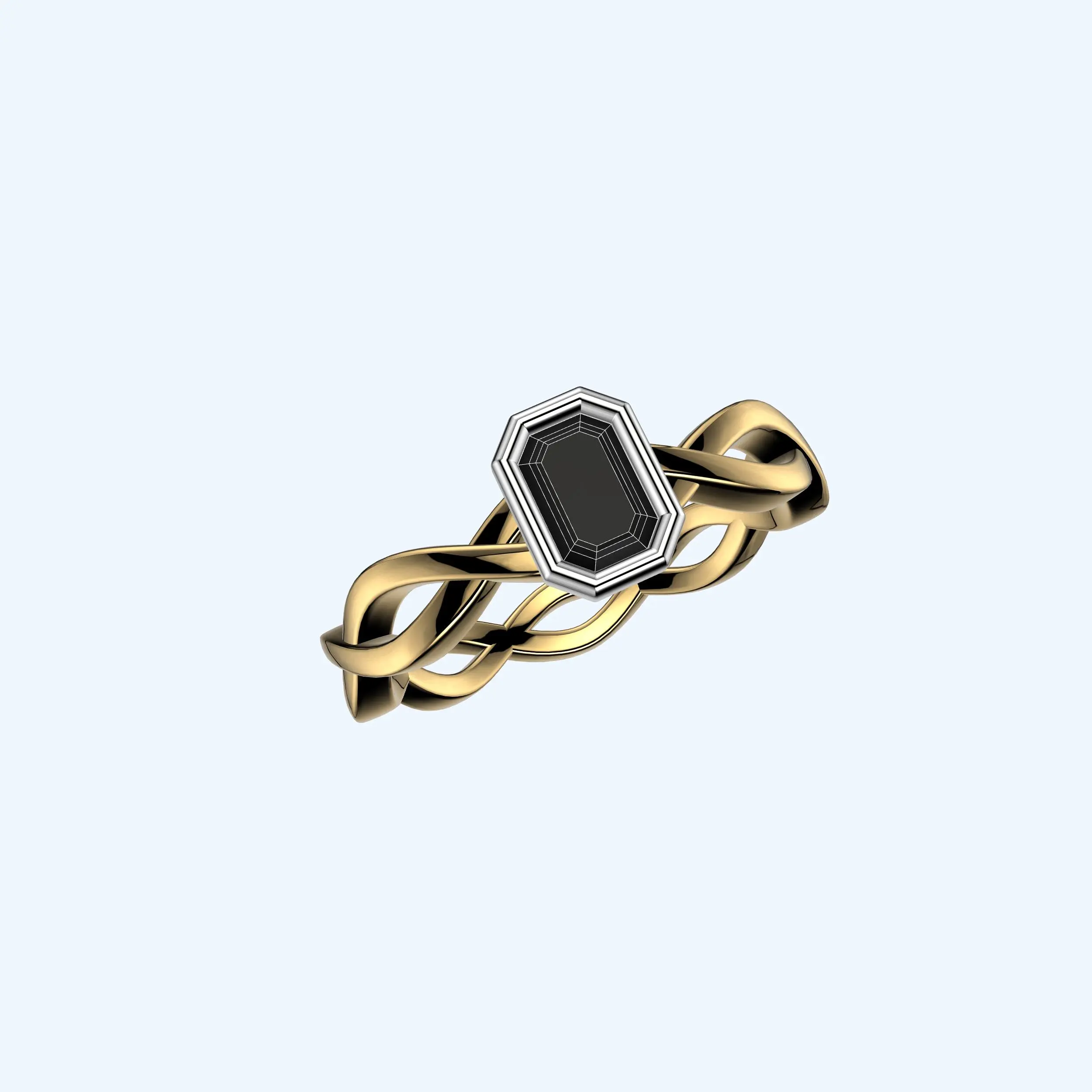 Emerald Cut Weaves Ring