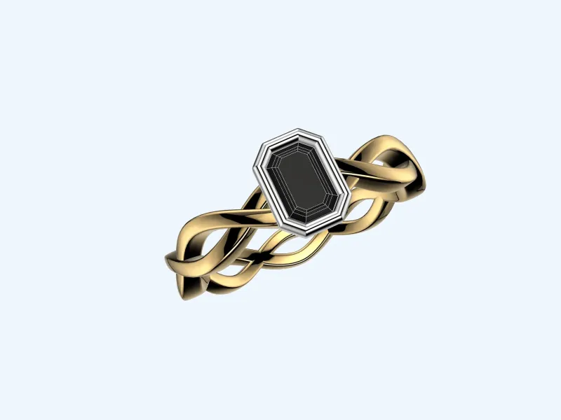 Emerald Cut Weaves Ring